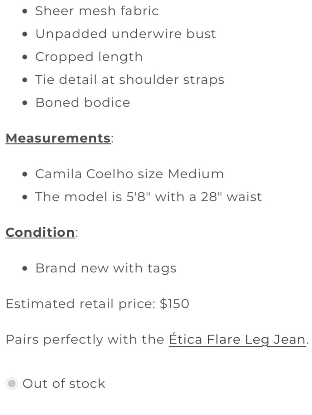 Camila Coelho Cream Tie-Shoulder Cropped Bustier Top - Picture 12 of 12